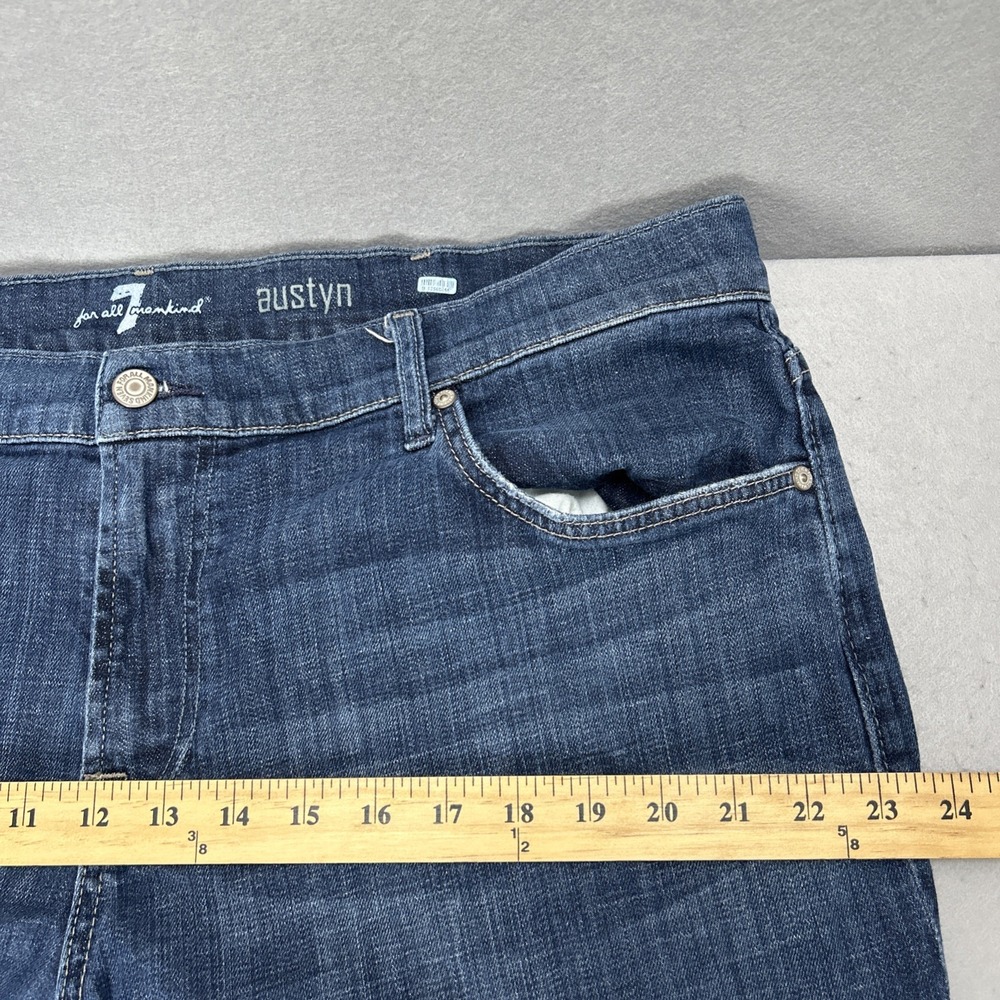 7 For All Mankind Austyn Straight Leg Jeans Dark Wash Men Size 40x32 Stretch - Picture 6 of 10